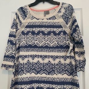 NWT S New Directions Weekend Blue & White shirt